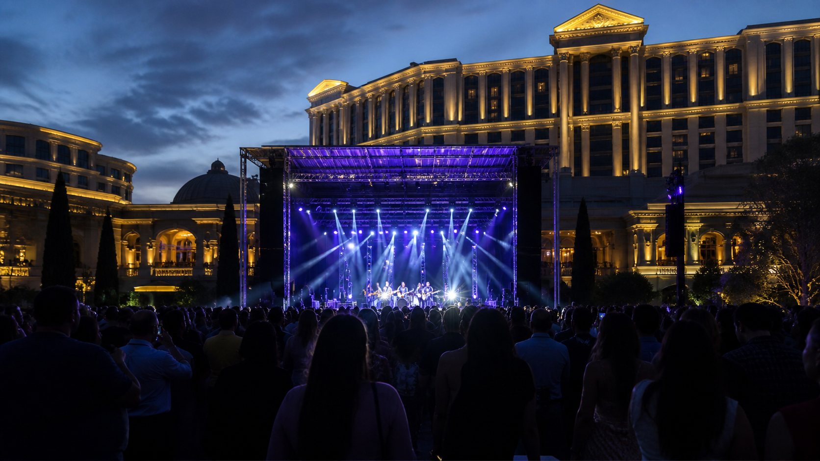Las Vegas resort entertainment venue with concert lights