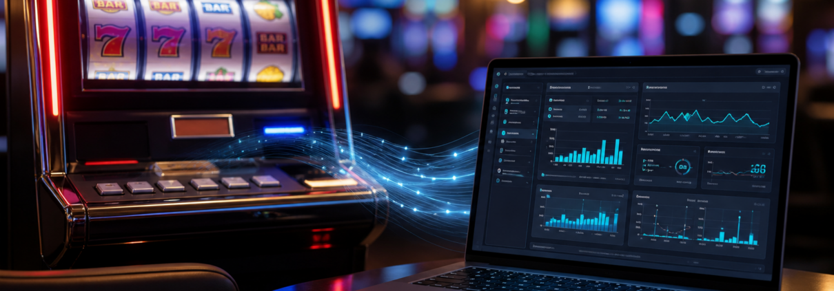 Online casino slots technology linking a physical slot cabinet to a generic digital interface