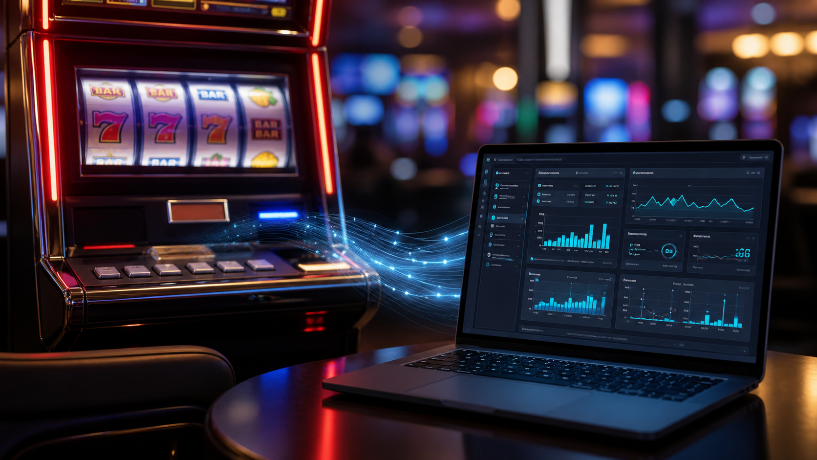 Online casino slots technology linking a physical slot cabinet to a generic digital interface