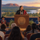 Editorial illustration of a tribal government address and Oklahoma community