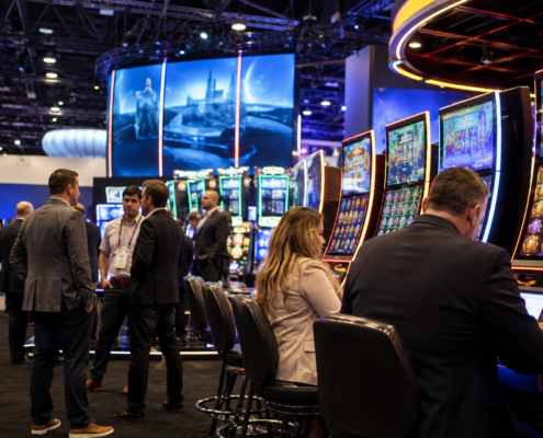 Editorial illustration of a Reno sportsbook launch and Nevada betting kiosks