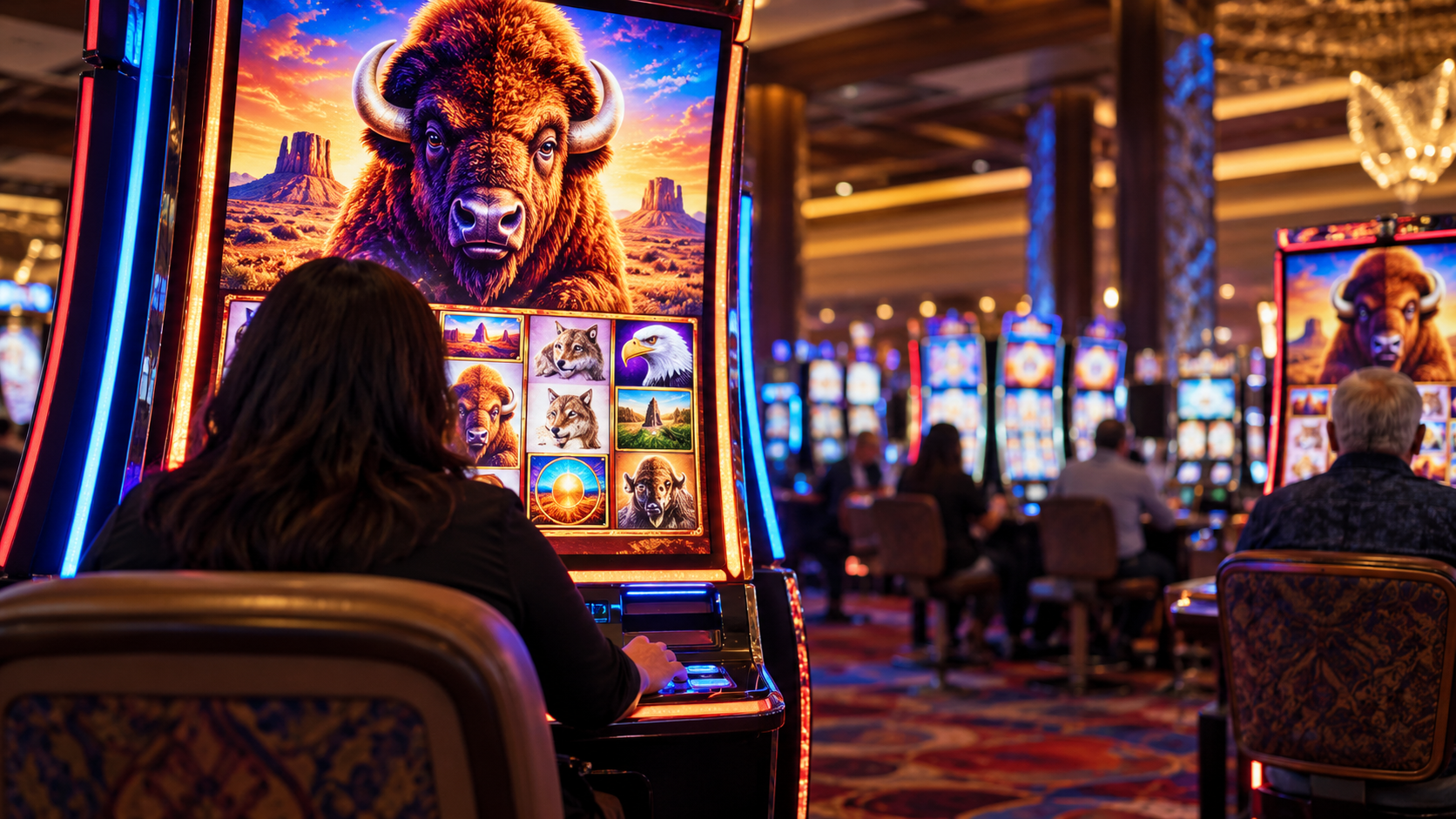 Editorial illustration for Choctaw Durant Casino Debuts Aristocrat’s Buffalo Super Eclipse