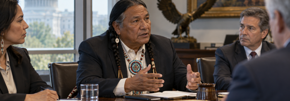 Editorial illustration for Tribal Gaming Leadership Gains a Seat on U.S. Treasury Advisory Committee