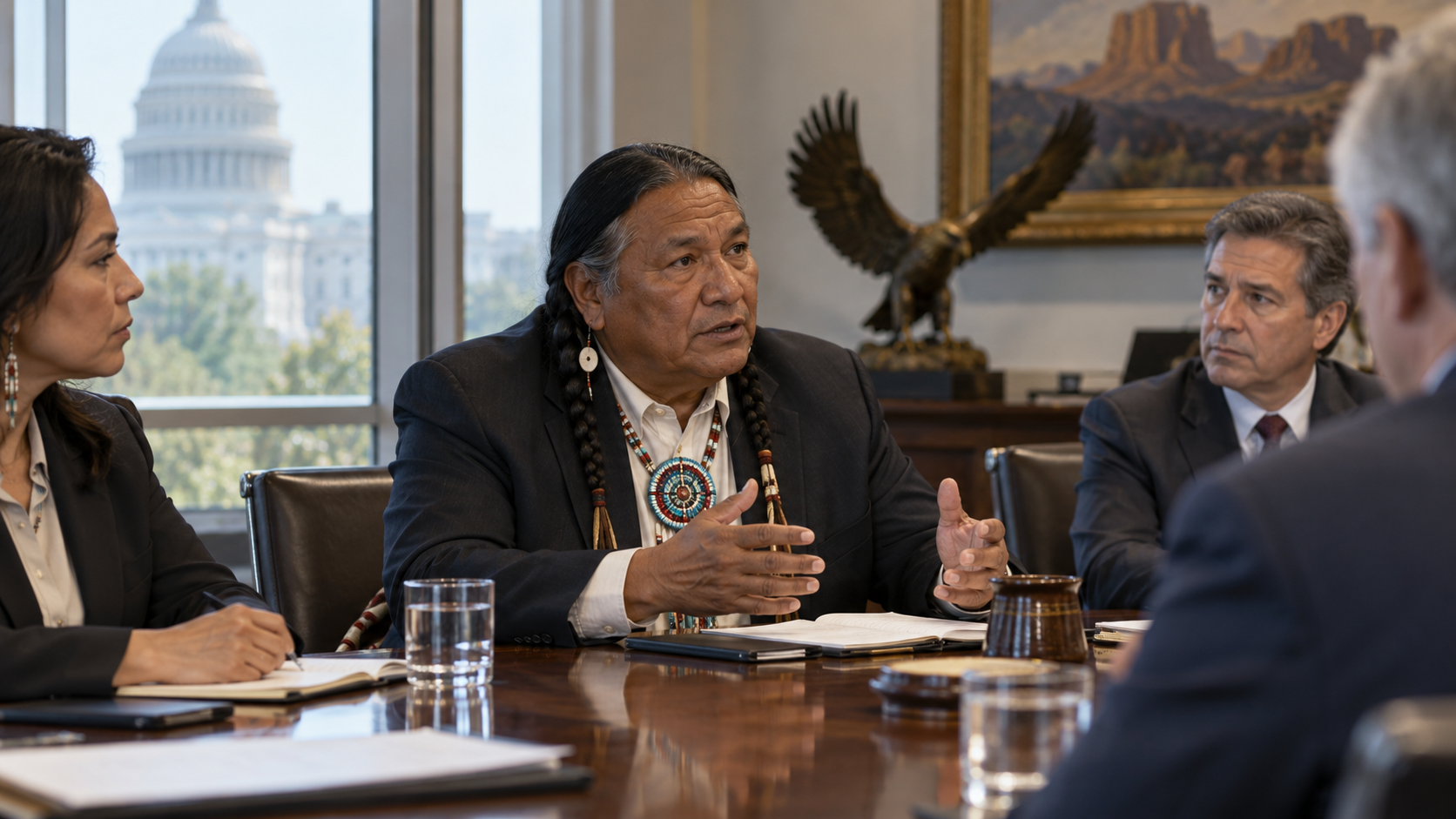 Editorial illustration for Tribal Gaming Leadership Gains a Seat on U.S. Treasury Advisory Committee